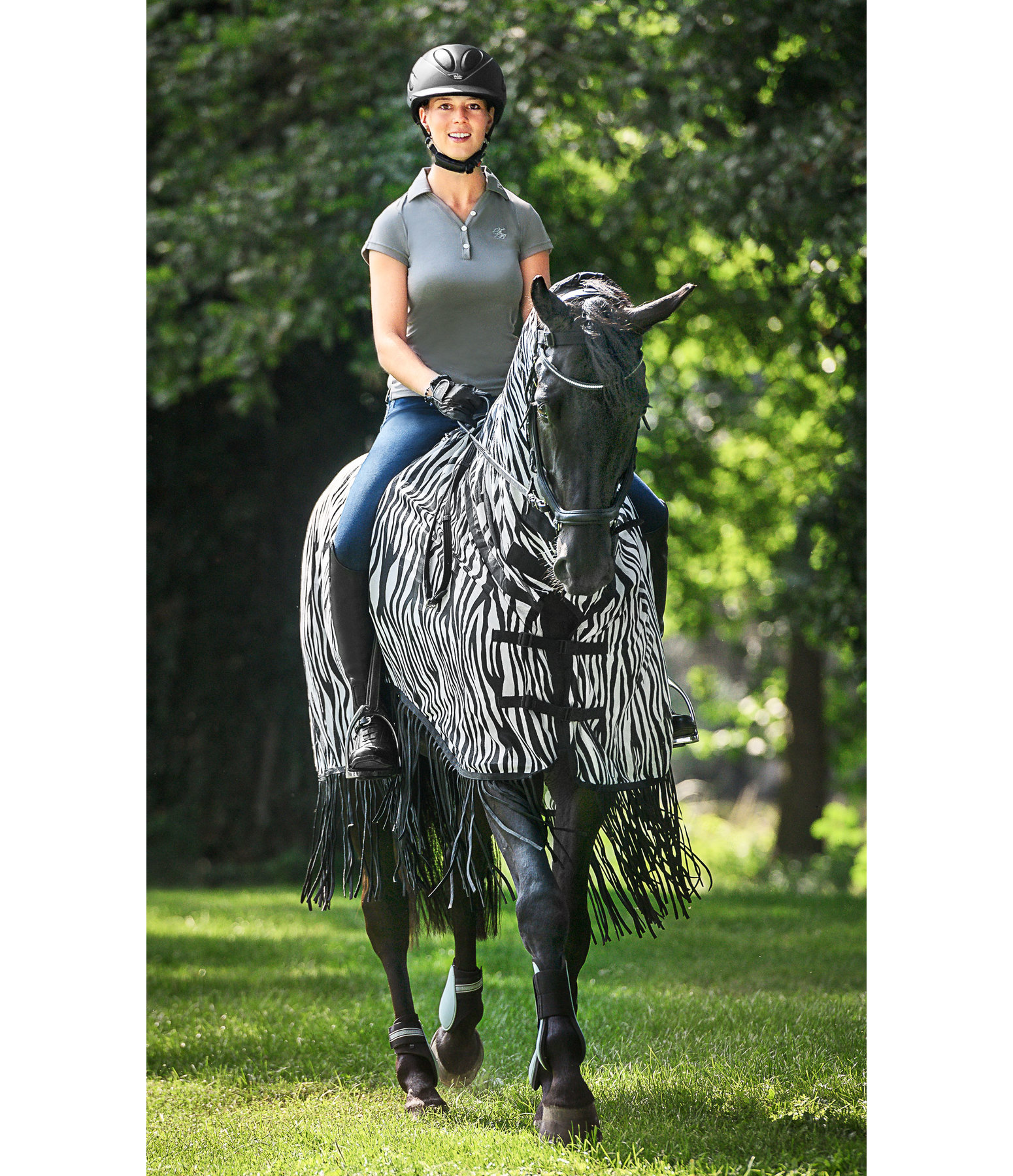 Zebra Fly Exercise Rug with Fringes Kramer Equestrian