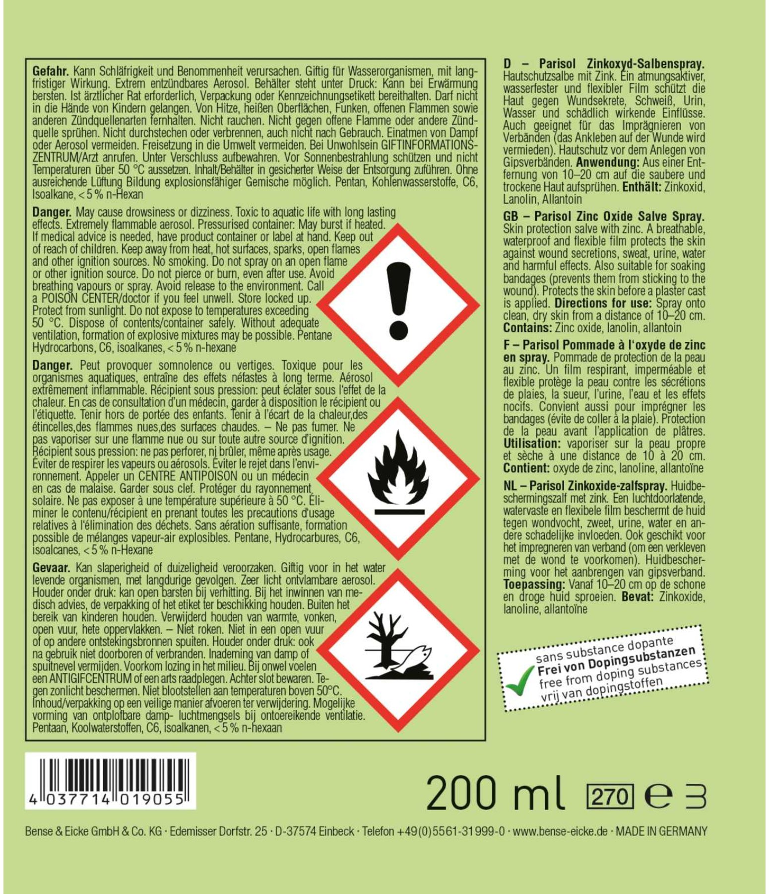 Zinc-Oxide Ointment Spray - Skin Care - Kramer Equestrian