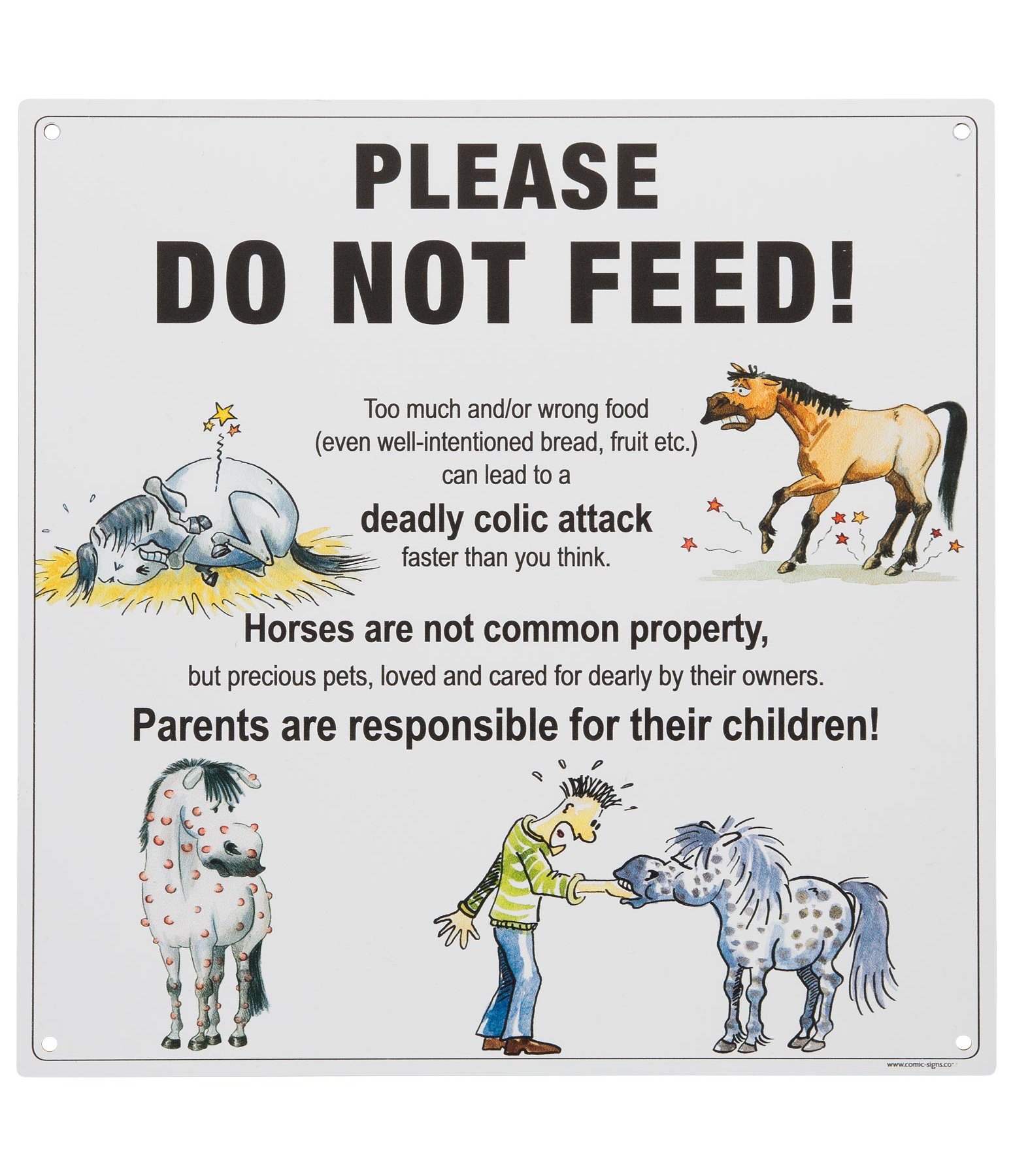 Comic Stable Sign Do not feed