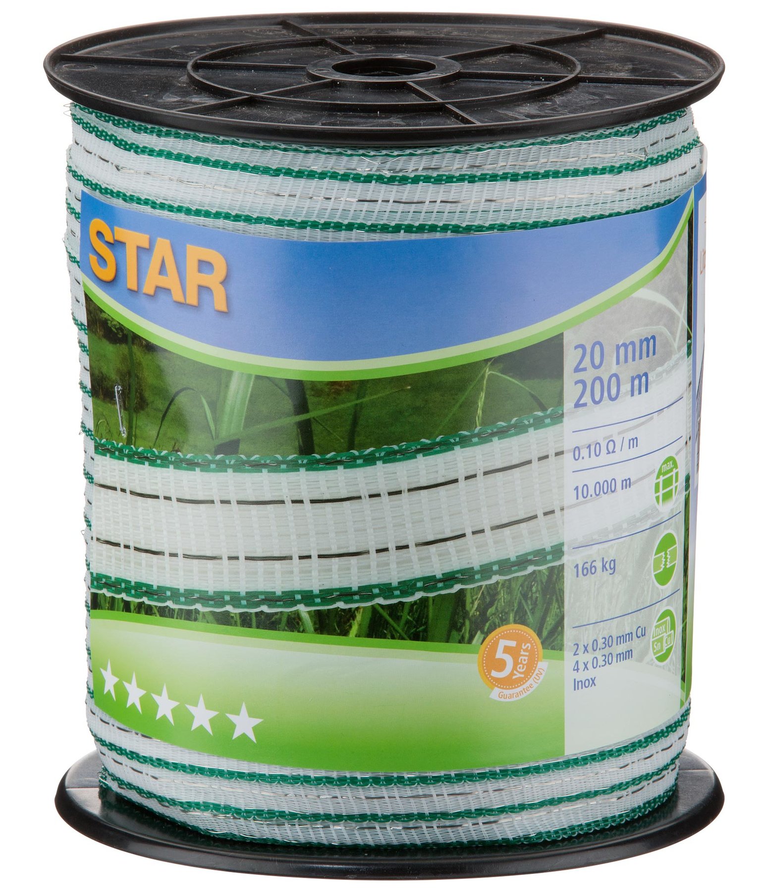 Electric Fence Tape Star Class DeLuxe, 200 m / 20 mm  Roll