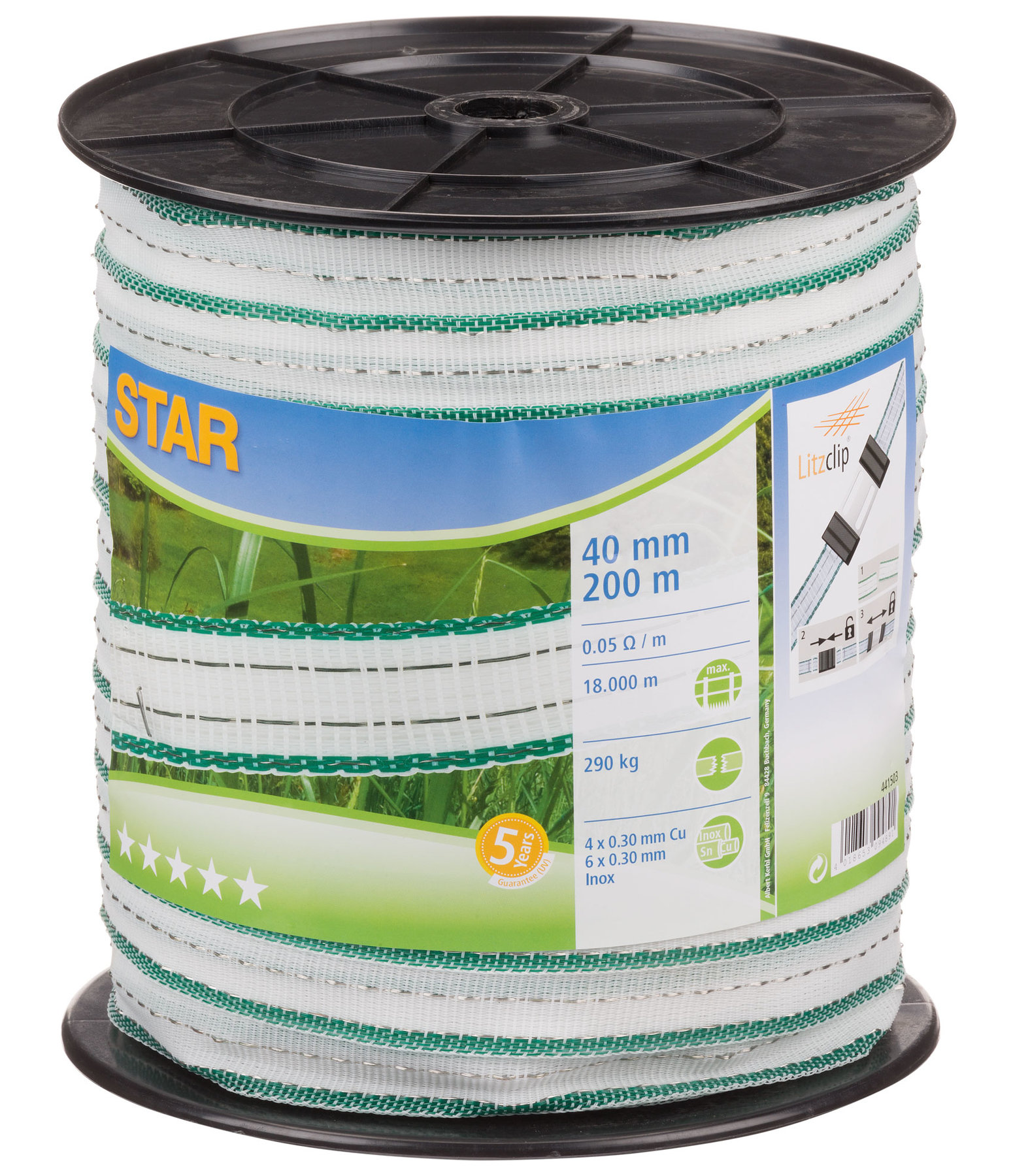 Electric Fence Tape Star Class DeLuxe, 200m / 40mm