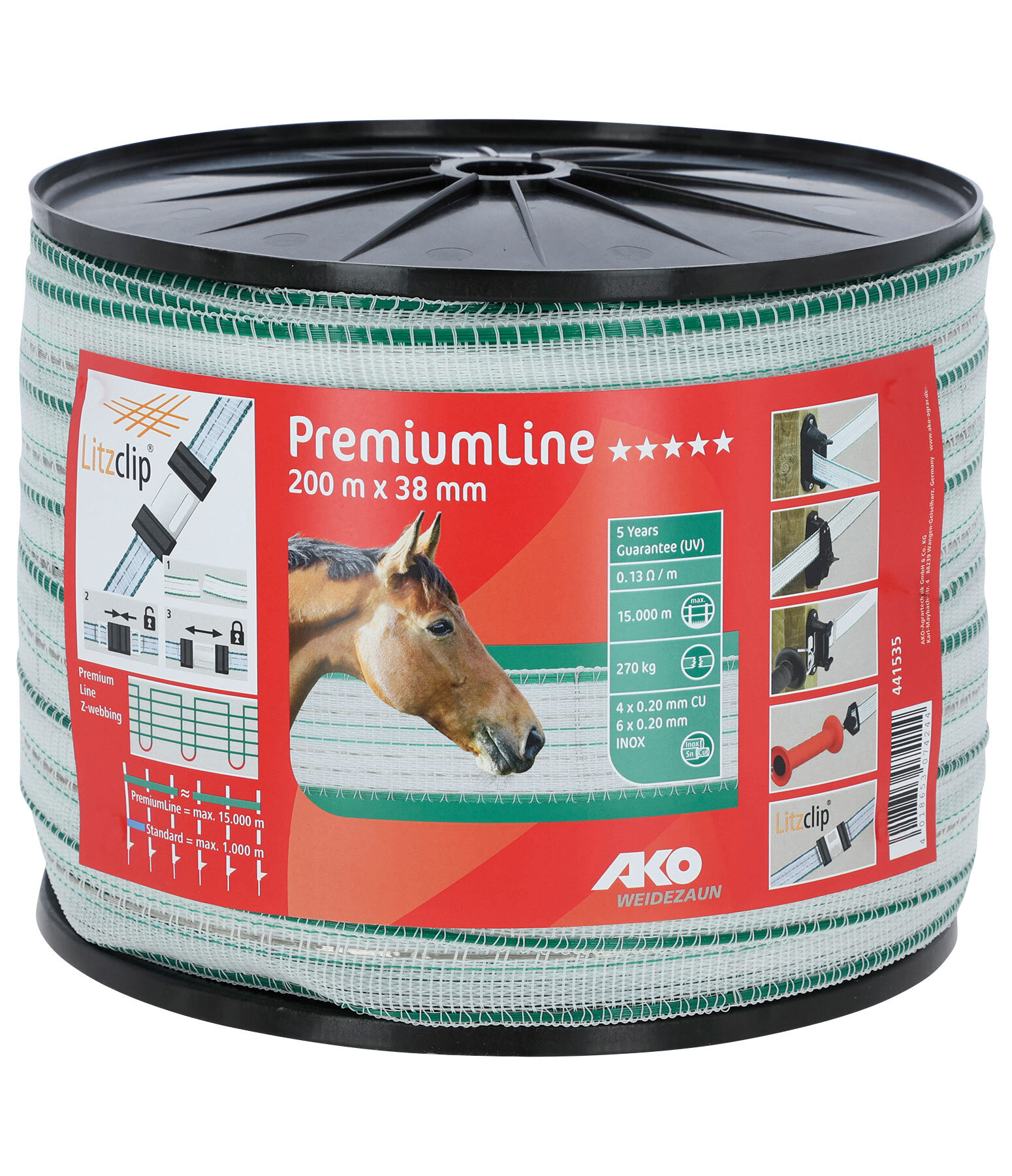 Electric Fence Tape PremiumLine 200m/38mm