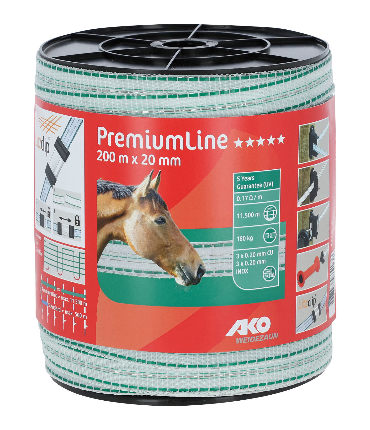 Electric Fence Tape PremiumLine 200m/20mm