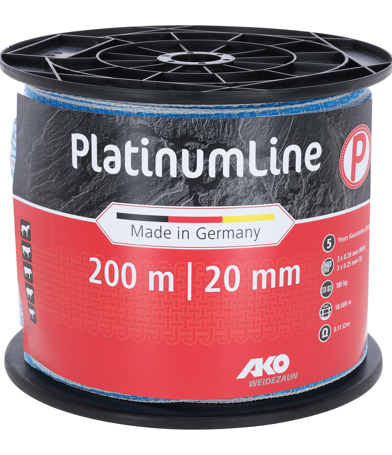 Electric Fence Tape PlatinumLine 200m/20mm