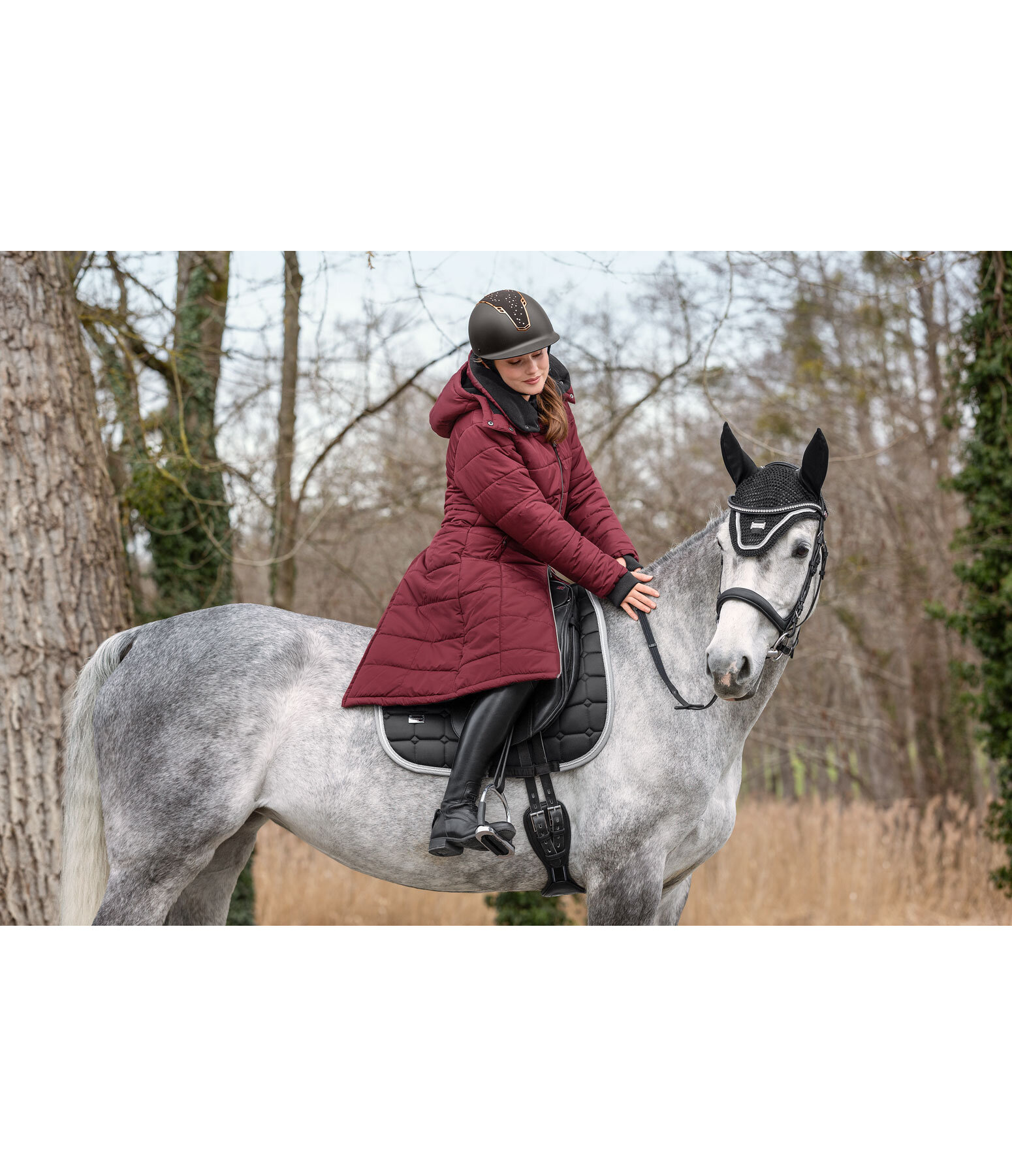 Long padded horse riding clearance coat