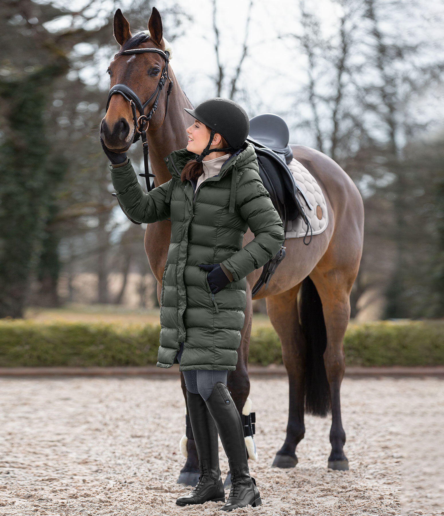 Hooded Quilted Riding Coat Minou