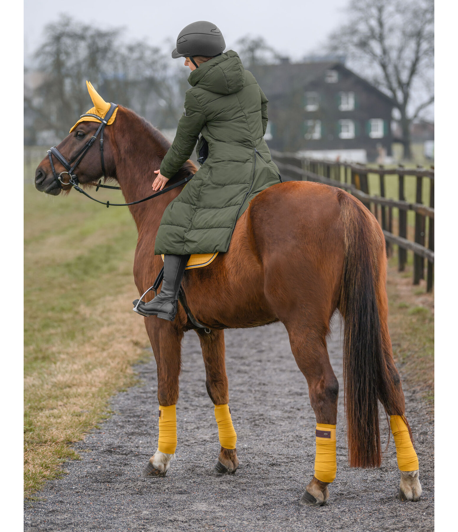 Long padded horse riding coat hot sale