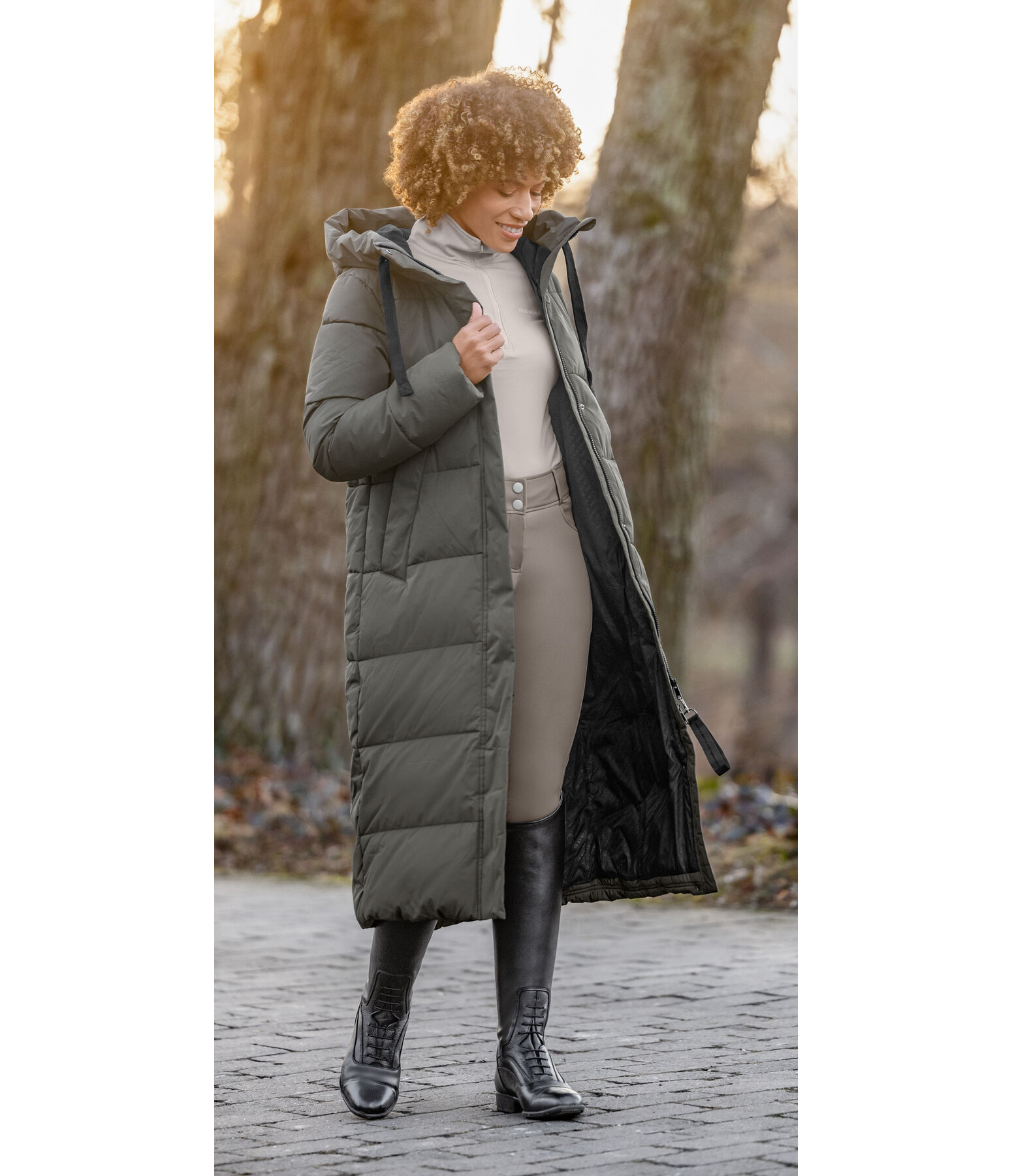 Hooded Quilted Riding Coat Anne