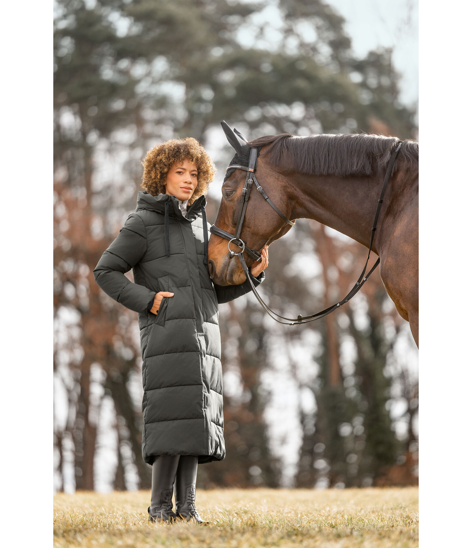 Hooded Quilted Riding Coat Anne