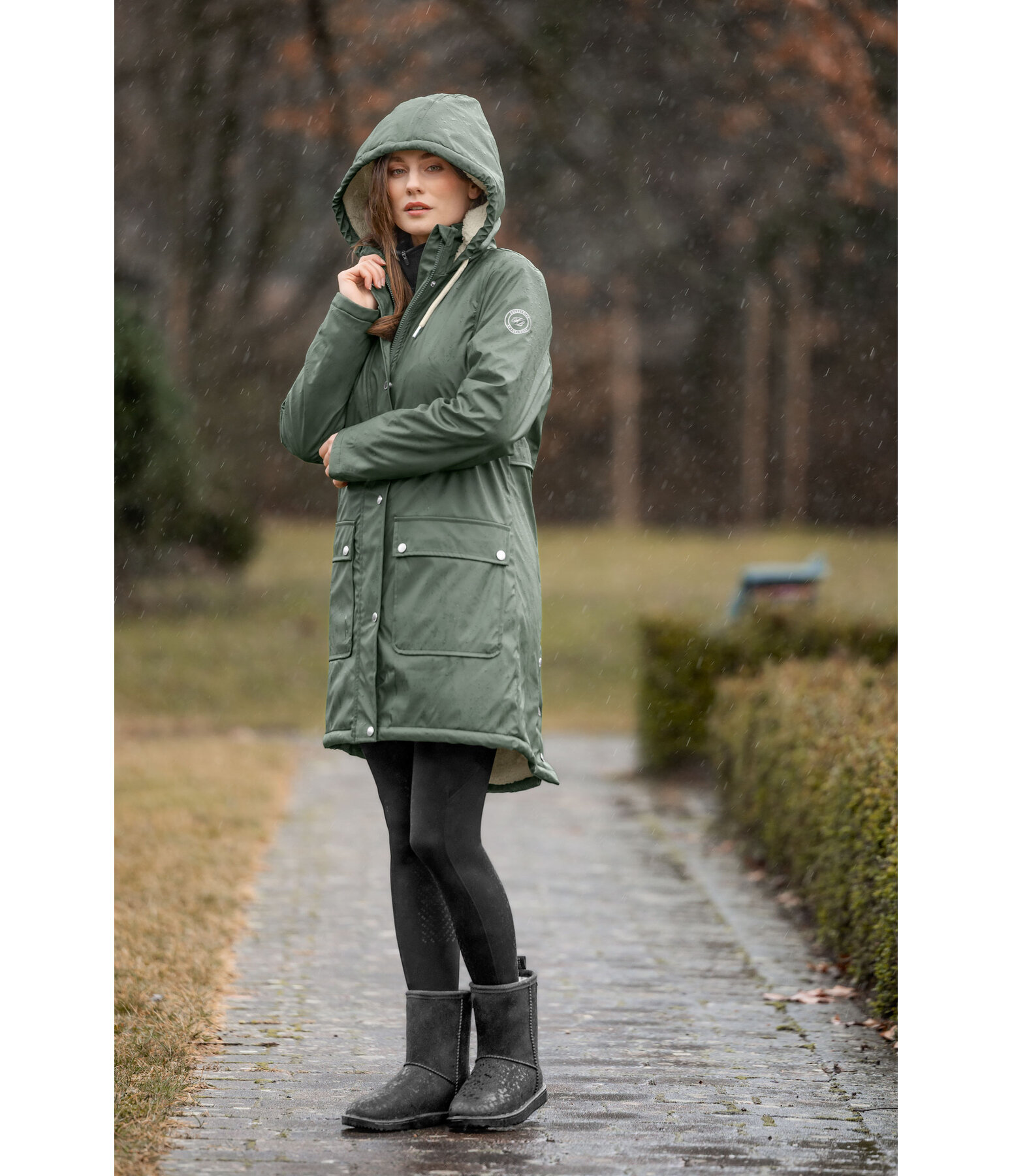 Teddy Fleece Hooded Raincoat Paris