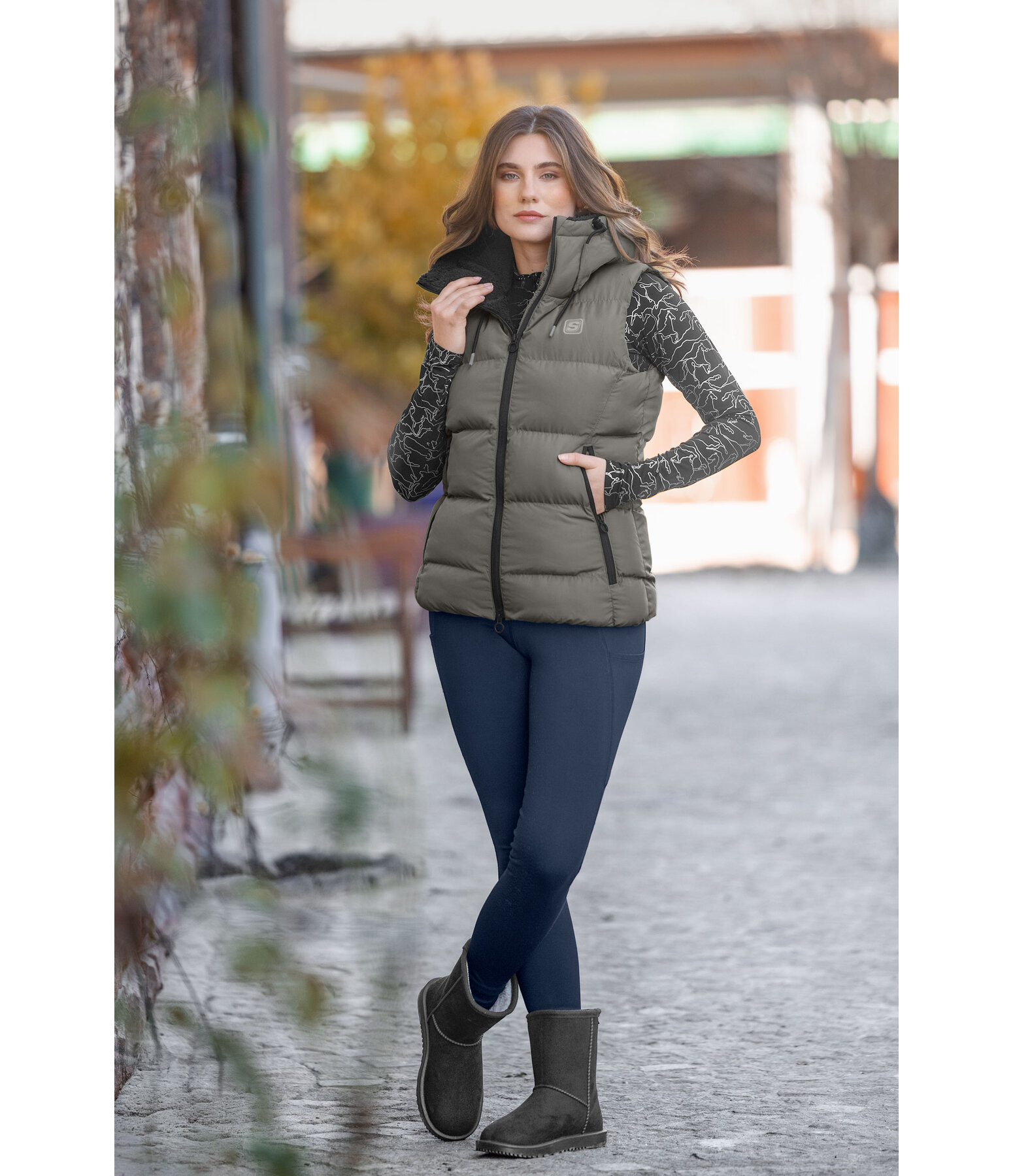 Hooded Quilted Riding Gilet Mira III