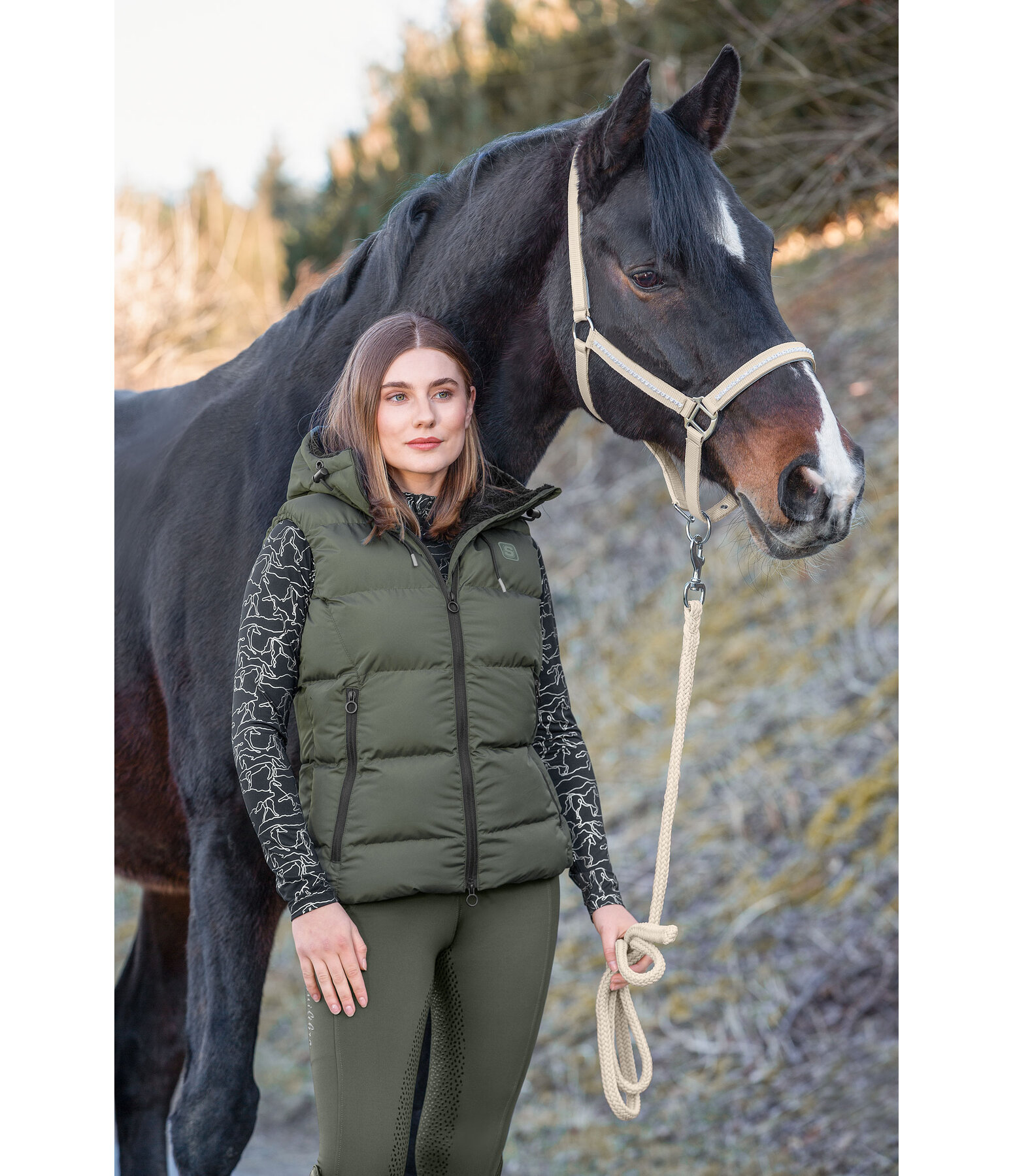 Hooded Quilted Riding Gilet Mira III