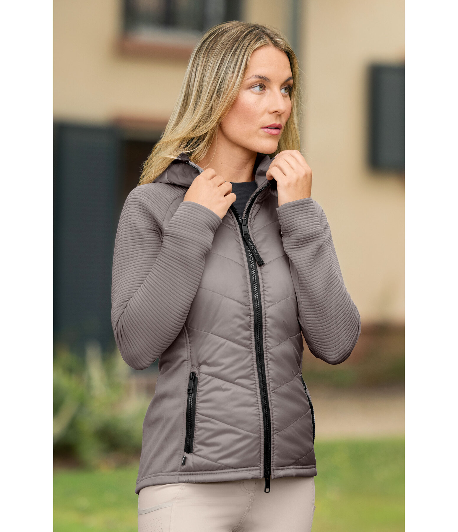 Hooded Combination Stretch Jacket Lene