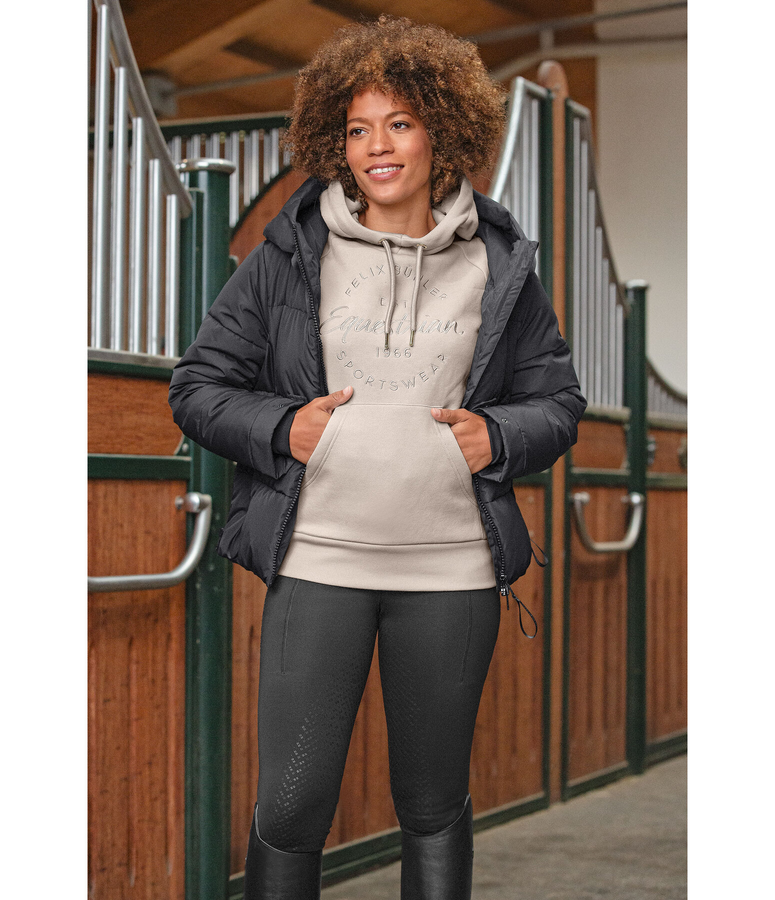 Quilted Hooded Riding Jacket Amilia