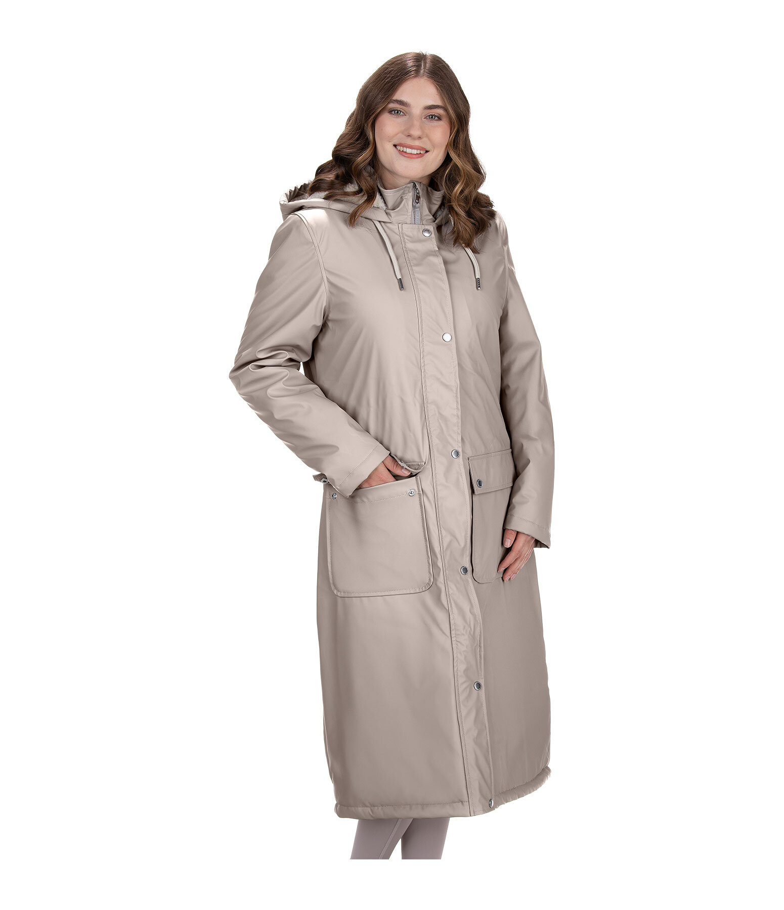 Teddy Fleece Hooded Raincoat Paris Long
