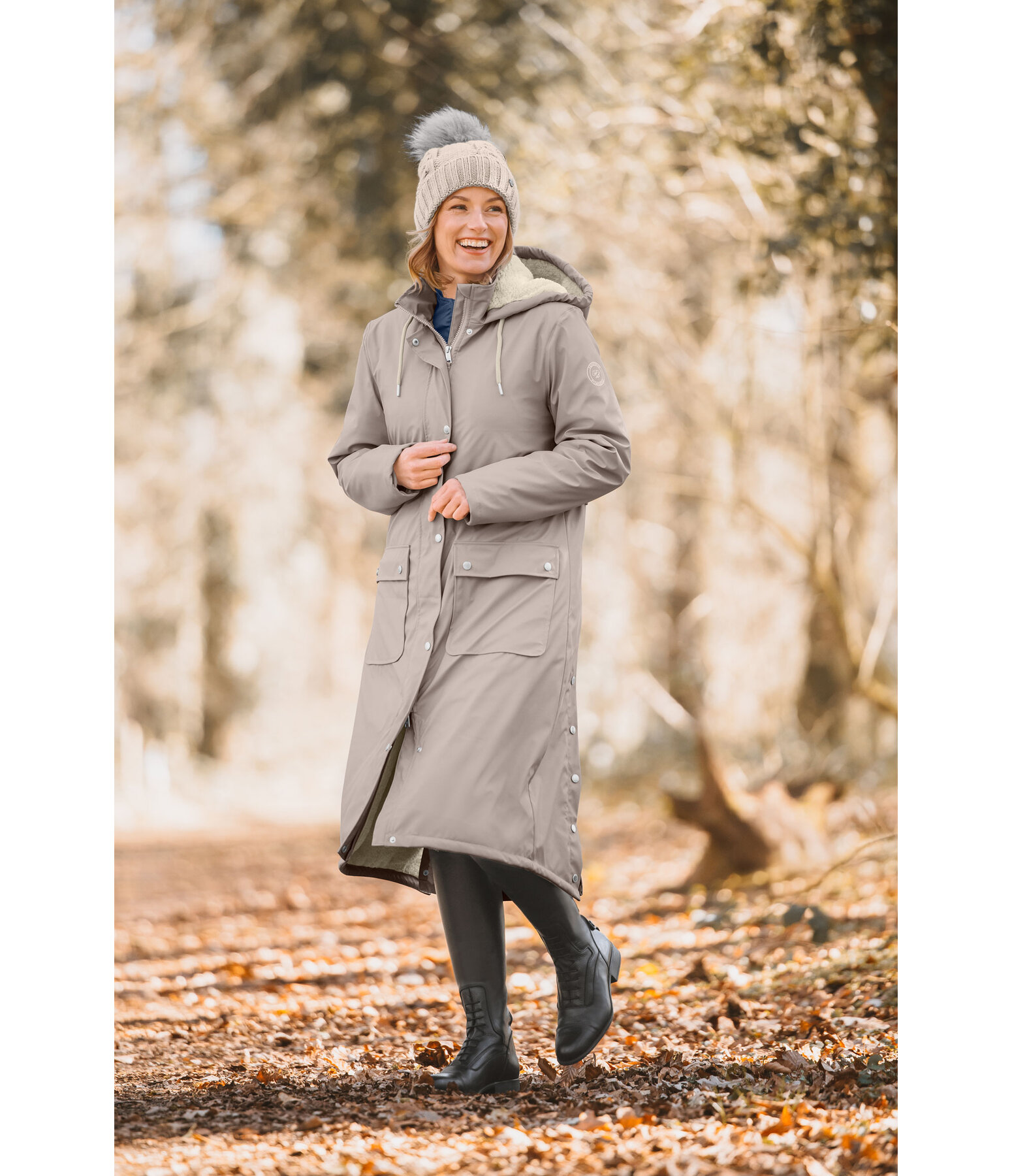 Teddy Fleece Hooded Raincoat Paris Long