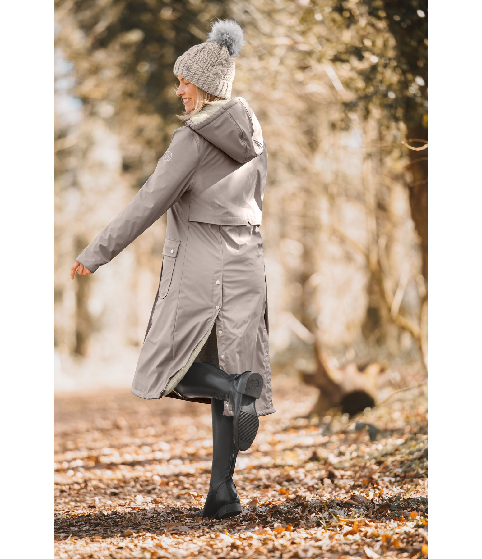 Teddy Fleece Hooded Raincoat Paris Long
