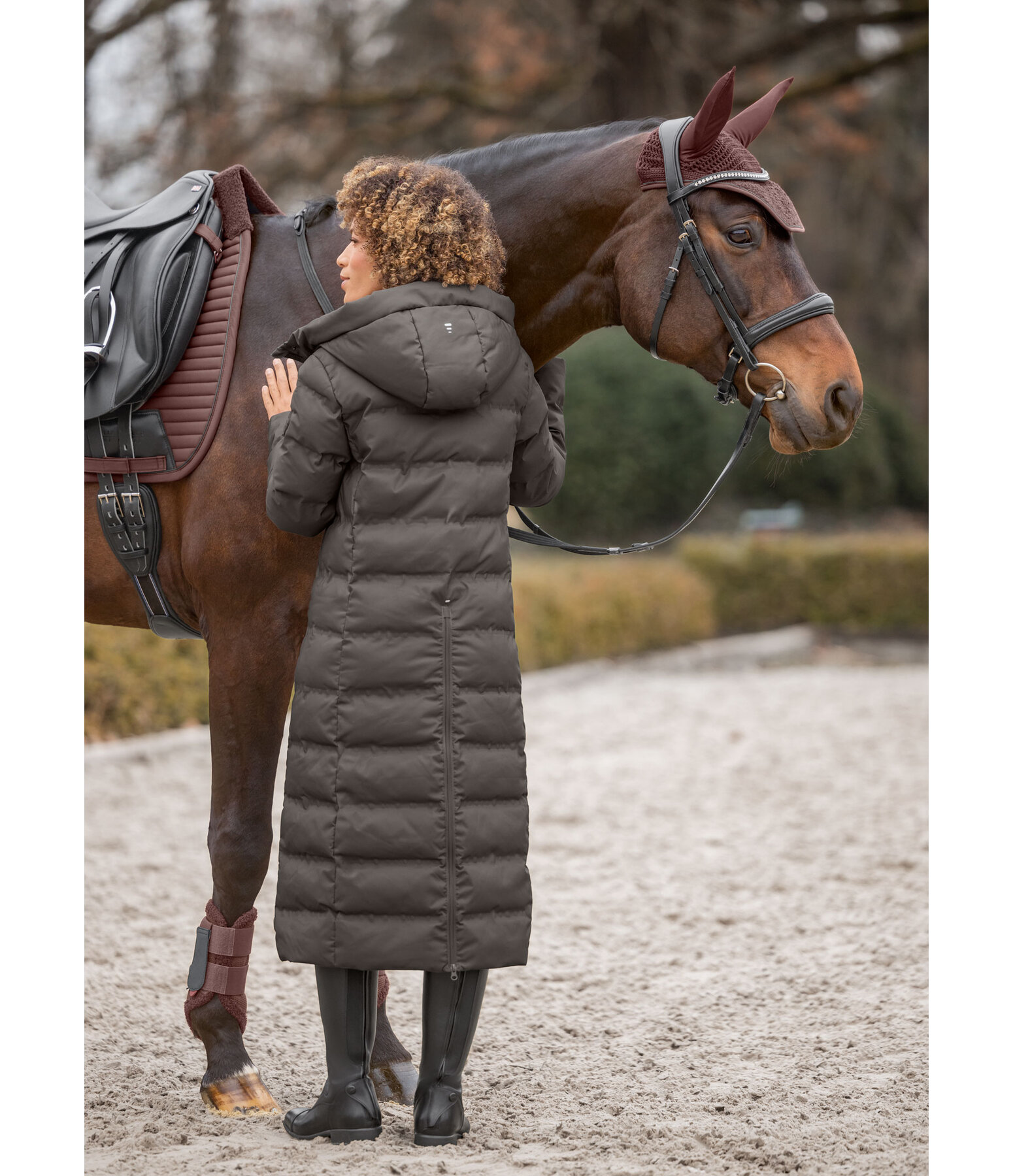 Hooded Quilted Riding Coat Zoe
