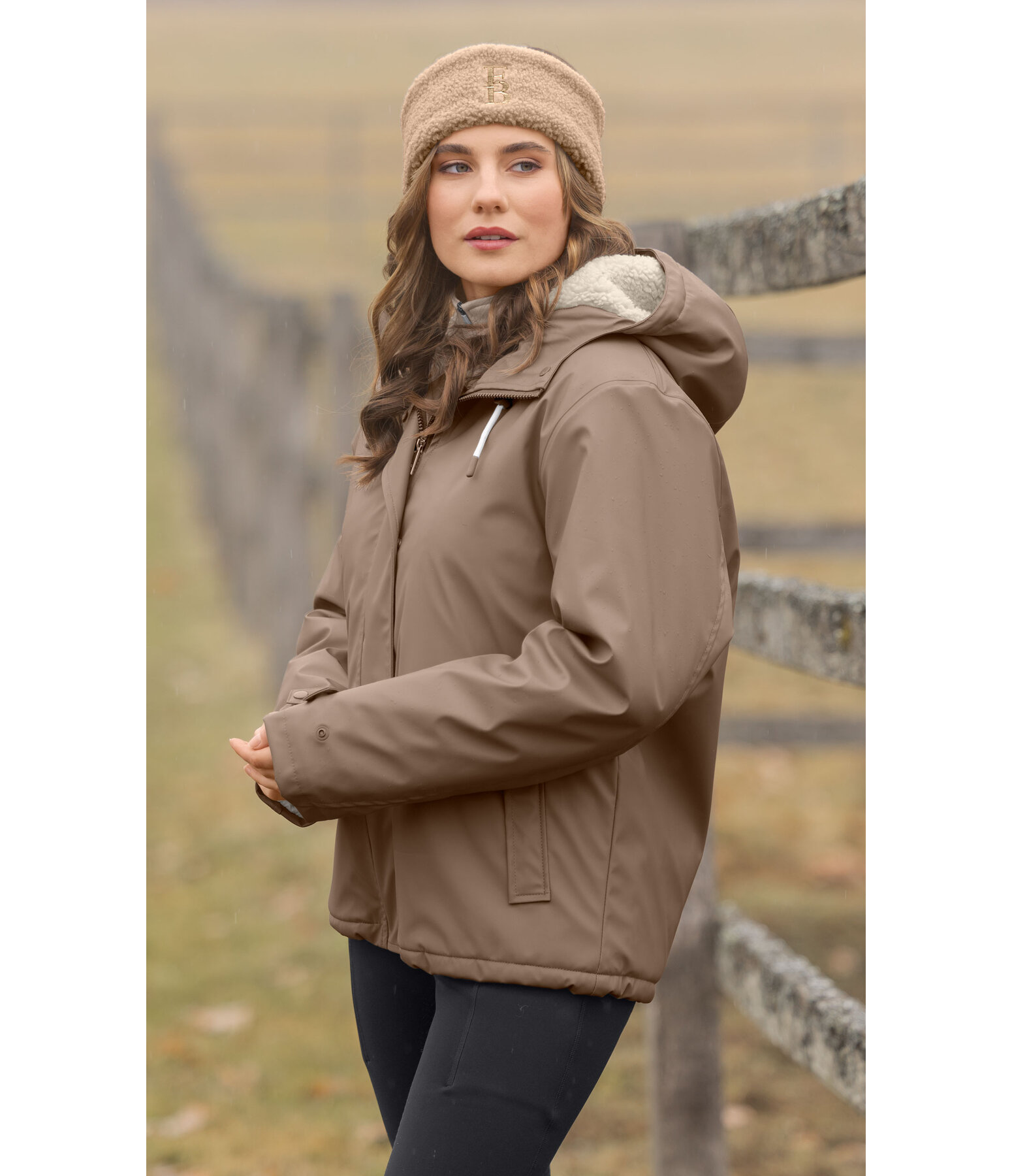 Teddy Fleece Hooded Rain Jacket Nella