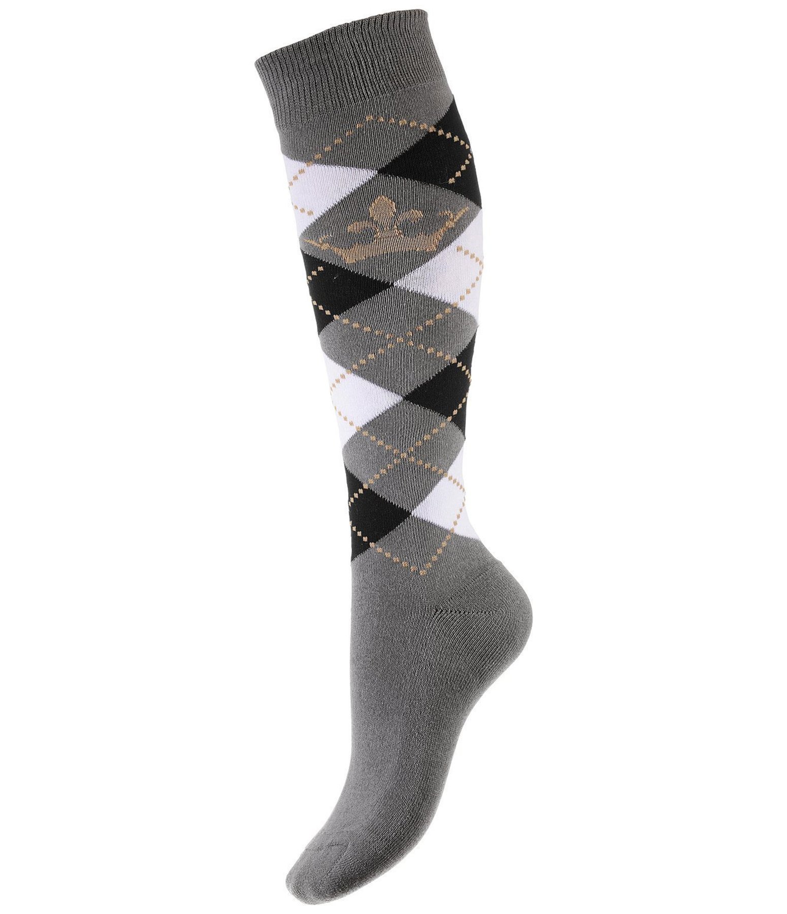 Chaussettes équitation Genou Haut ZombaFlo - Motif Argyle Diamant, Taille UK 4-7, Coton Riche