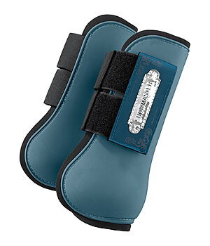 Hkm Horse Riding Shock Absorbing Show Jumping Tendon Fetlock Boots Set Pony Cob Full Royal Blue Pony