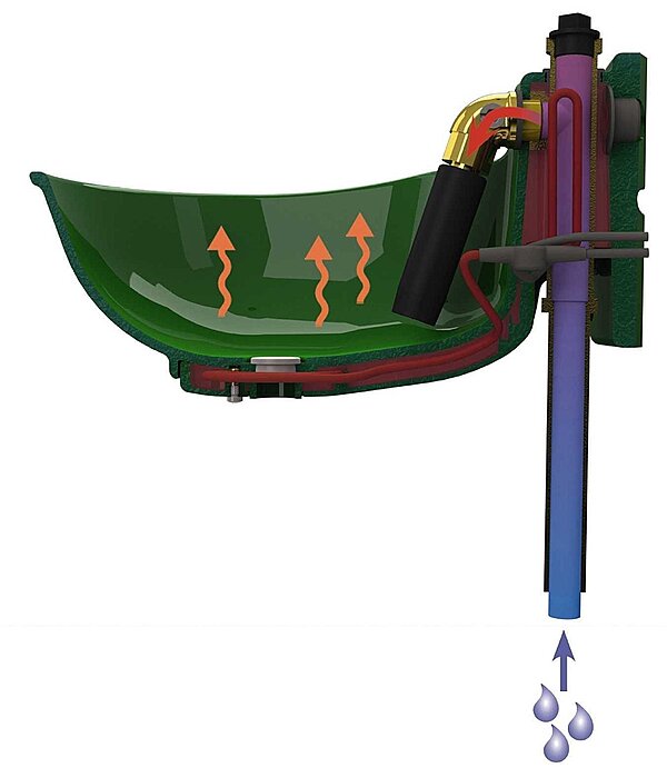Heatable Automatic Drinker with Pressure Tube Valve