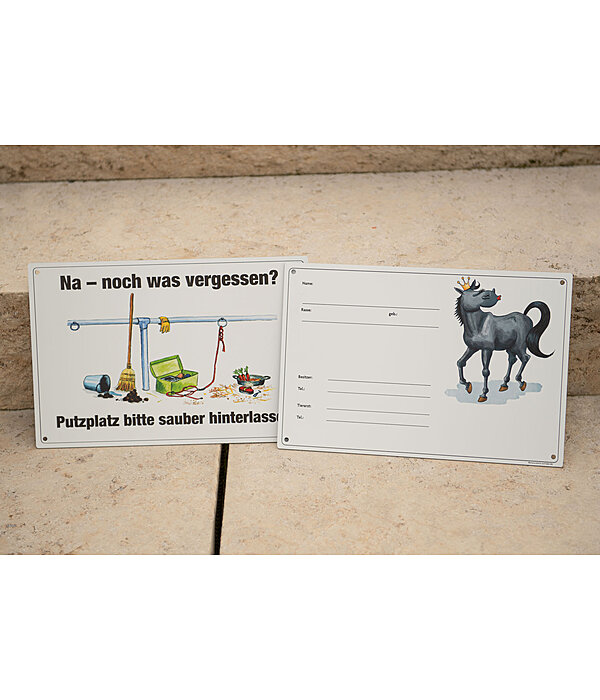 Comic stable sign Please keep grooming area tidy!